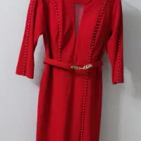 پیراهن مجلسی سایز ۴۴ رنگ آلبالویی مروارید دوزی