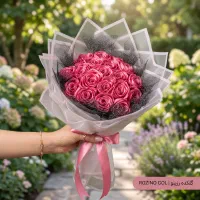 دسته گل روبانی صورتی جذاب،امکان شستشو ارسال سراسری