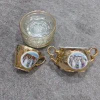 فنجان و نعلبکی قندان عتیقه جاشمعی سنگ نمک مجسمه