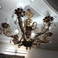 یک عدد لوستر شش شاخه طرح برنج رنگ ثابت|لوستر و چراغ آویز|چهاردانگه (تهران), |دیوار