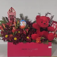 باکس خرس و گل و شکلات کد ۱۰۴۱ گلاریس