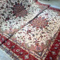 فرش دستباف جفت ۹ متری نو آکبند کاشمر کرم دستبافت