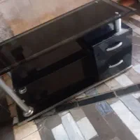 میز تلویزیون شیشه ای محکم و نشکن رنگ دودی