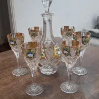 تنگ و گیلاس کریستال طلایی چک شربت خوری بوهیمیا