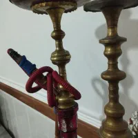 دو عدد قلیان برنجی ریخته