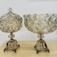 دوعدد دکوری بلور رنگ شامپاینی کاملا سالم و اصل