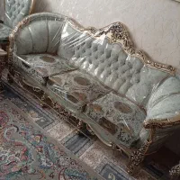 مبل 9 نفره با میز و عسلی چوب  درحدجهیزیه با روکش