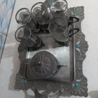 سینی و استکان قندان پیوتر اصل|ظروف سرو و پذیرایی|همدان, |دیوار