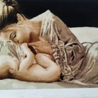 تابلو فرش دستبافت طرح مادر و کودک