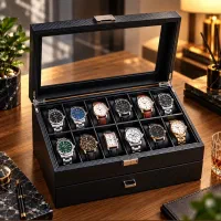 باکس ۲طبقه چرم/ ساعت ودستبد/ وارداتی