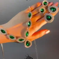گوشواره جواهری،نیم ست فول نگین|بدلیجات|قم, چهار مردان|دیوار
