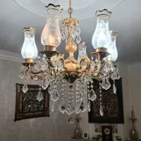 دو عدد لوستر برنجی ۶ شعله بسیار شیک و مجلسی