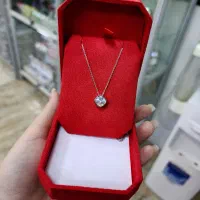 پلاک زنجیر تک نگین مکعبی نقره اصلی|بدلیجات|کرمانشاه, |دیوار