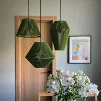 لوستر و آباژور مکرومه و رافیا|لوستر و چراغ آویز|تهران, آشتیانی|دیوار