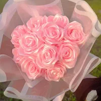 دسته گل رز روبانی سفارشیروبان و لوازم گلسازی|صنایع دستی و سایر لوازم تزئینی|اردبیل, |دیوار