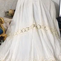 ۲ عدد پرده تور و حریر آماده با زیر پرده
