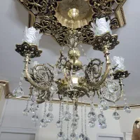 ۴ عدد لوستر ۵ شاخه تمام برنج|لوستر و چراغ آویز|تهران, نیروی هوایی (پیروزی)|دیوار