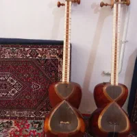 دوعدد تار کلکسیون و تار حرفه‌ای الگو یحیی|سازهای سنتی|همدان, |دیوار