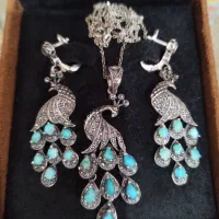 نیم ست نقره فیروزه