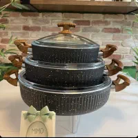 ماهیتابه چدن گرانیتی دو دسته در دار