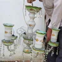 ۴تا لوستر ۷شعله لاله‌ای بلور قدیمی