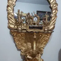 مجسمه طاووس آینه وشمعدان وساعت وجا قرآن ست