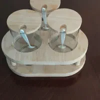 پاسماری ۳ تایی به همراه استند چوبی|ظروف نگهدارنده، پلاستیکی، یکبارمصرف|رشت, کوی مهر|دیوار