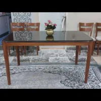 میز ناهار خوری چوبی ۶ نفره باشیشه دودی بدون صندلی|میز و صندلی غذاخوری|اندیشه, اندیشه فاز ۱|دیوار