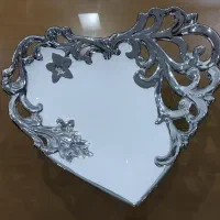 دیس شیرینی خوری میوه خوری سفید نقره ای