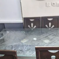 میز نهار خوری 6نفره سالم با شیشه 5میلی