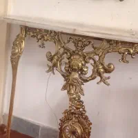 وسایل برنز آینه کنسول   شمعدان . لوستر دو عدد برنز