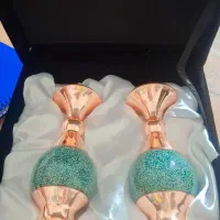 شکلات خوری و گلدان مسی با فیروزه کوب اصل