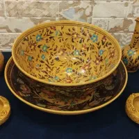 ظرف زیر و روی سفالی پذیرایی با خمره و زیر سیگاری