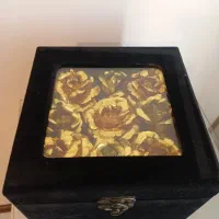 باکس گل رز طلایی روکش طلا