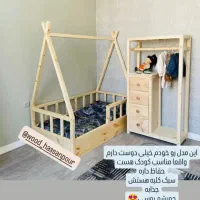 تخت کلبه ای تخت کودک سرویس نوزاد|تخت و سرویس خواب|گرگان, |دیوار