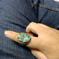 انگشتر نقره عتیقه رکاب فیلی سنگ فیروزه نیشابور