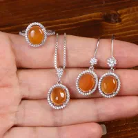 نیم ست نقره همراه با سنگ طبیعی عقیق یمنی|جواهرات|تهران, جوادیه تهرانپارس|دیوار