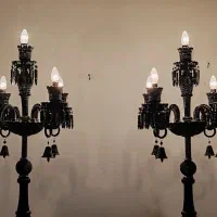 آباژور کریستالی استند باکارات مشکی ۵ لامپ|چراغ خواب و آباژور|تهران, بهارستان|دیوار