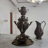سرویس سماور زغالی برنجی کامل + پارچ برنجی