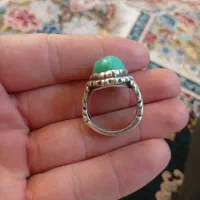 انگشتر نقره با سنگ فیروزه اصل|جواهرات|لنجان, |دیوار