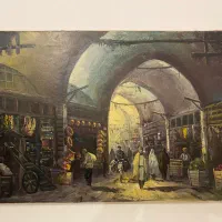 تابلو نقاشی بازار رنگ روغن قدیمی
