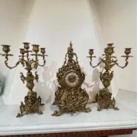 ساعت و شمعدان تمام برنز