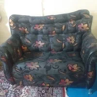 مبل ۷نفره چرم پارچه  پایه استیل با عسلی ومیزوسط|مبلمان خانگی و میز عسلی|حاجی آباد, |دیوار