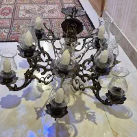 لوستر ۶ شاخه ۱۲ حبابه برنز با کیفیت و تمیز