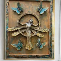 تابلو 3D دست‌ساز / میکس مدیا / طرح الهه و پروانه
