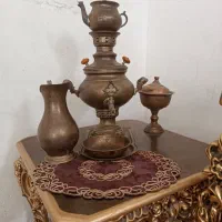 سماور زغالی همراه با قوری وقندانو پارچ و سینی