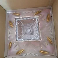 سرویس پذیرایی 15 تیکه شیشه صورتی و طلایی|ظروف سرو و پذیرایی|رامهرمز, |دیوار