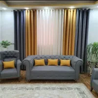 پکیج پذیرایی حریر با دو عدد مخمل اقساط|پرده، رانر، رومیزی|مشهد, دانشجو|دیوار