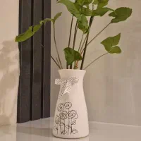 گلدان دکوری سرامیک حاوی قلمه ئ گیاه سینگینیوم|گل و گیاه طبیعی|تهران, نارمک|دیوار