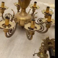 لوستر ۸شاخه و ۵ شاخه برنز قدیمی|لوستر و چراغ آویز|قزوین, |دیوار